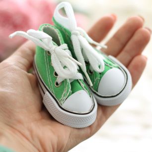 Обувь для кукол Тильда - 7.5 см зеленые кеды