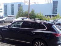 Багажник на крышу Volkswagen Touareg 3 2018-..., Turtle Air 2, аэродинамические дуги на интегрированные рейлинги (черный цвет)