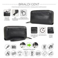 Мужской клатч с двумя отделениями BRIALDI Gent (Гент) relief black