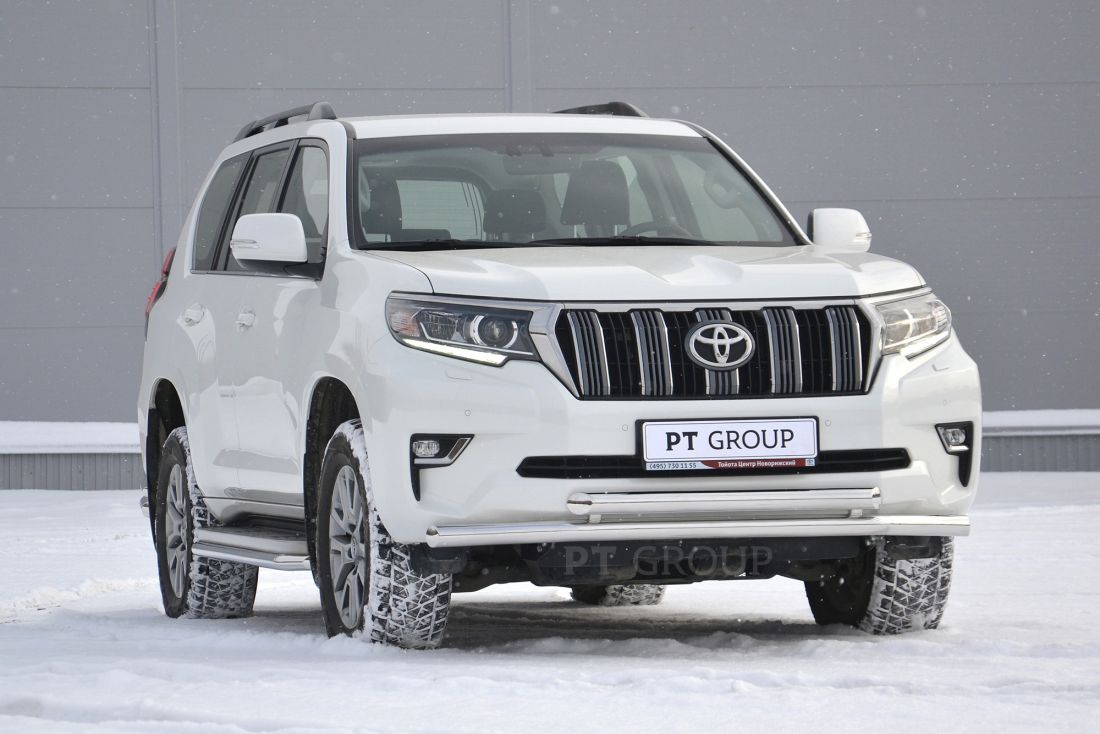 Защита переднего бампера двойная Ø63/63мм (НПС) TOYOTA LAND CRUISER PRADO 150 2017-