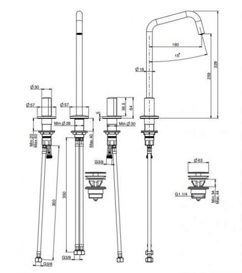 Fima carlo frattini So смеситель для раковины F3191D схема 1