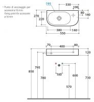 Подвесная раковина Globo Forty3 SCT55 55 х 27 схема 2