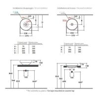 Раковина Globo T-Edge встраиваемая B6T38 37 х 37 схема 1