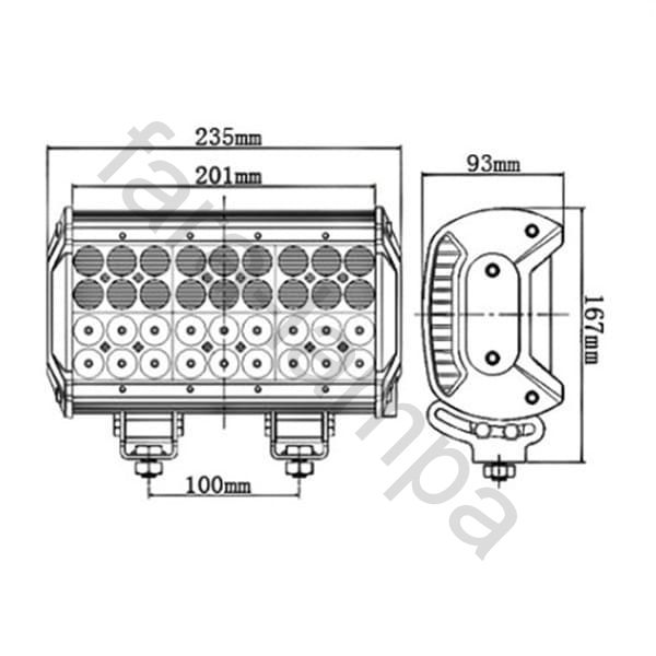 Балка фара светодиодная 108 ватт ближний-рабочий свет
