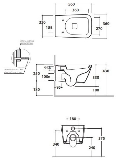 Globo унитаз подвесной Stone STS02 схема 1