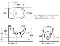 Подвесное биде Globo Grace GRS09 52х36 схема 1