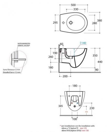Биде напольное Globo Bowl+ BPS10 50 х 38 см схема 1