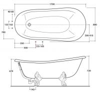 Ванна из искусственного камня Globo Bathtubs PA100 170x80 схема 1