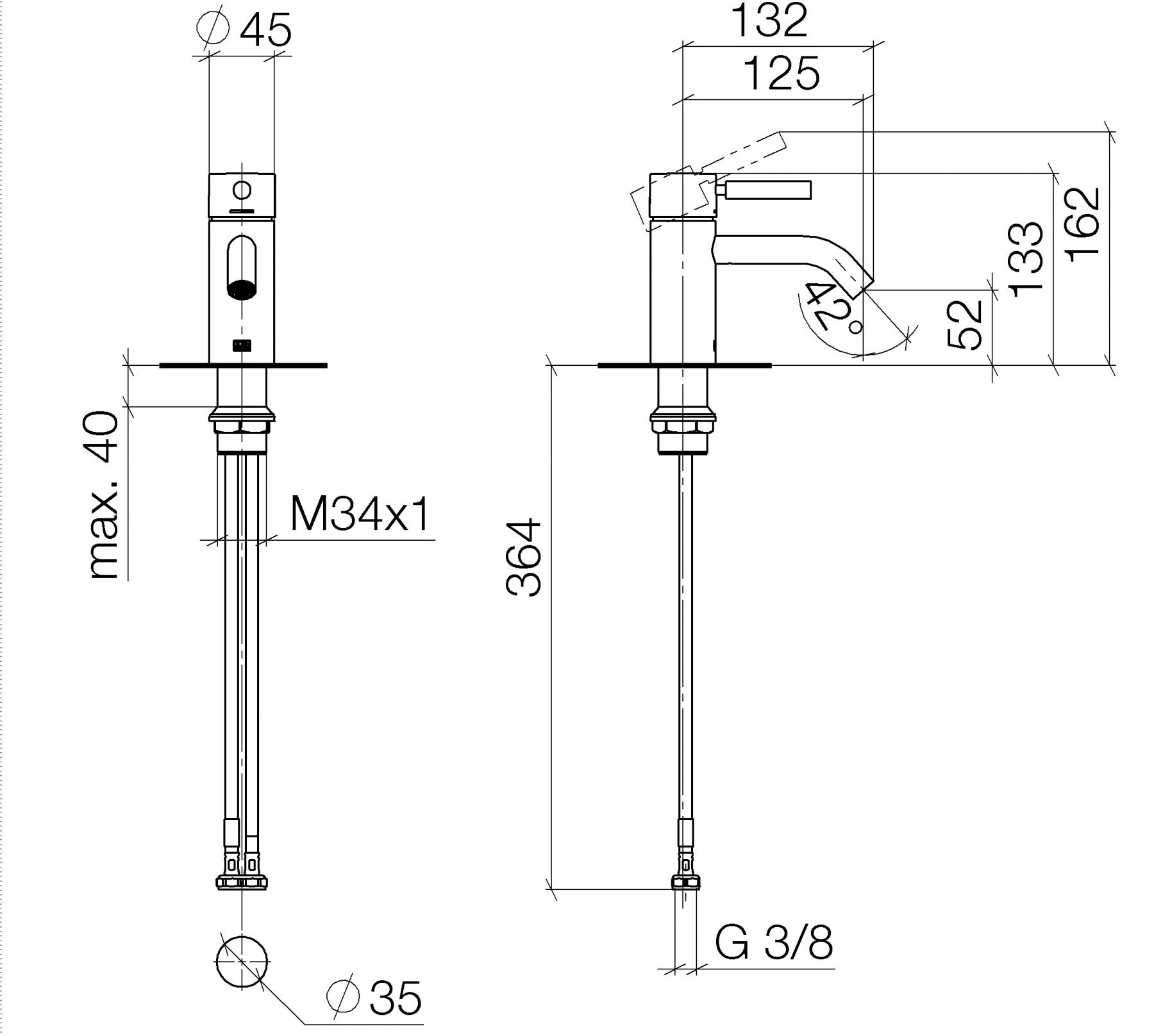 Dornbracht Meta смеситель для раковины 33526660 схема 1