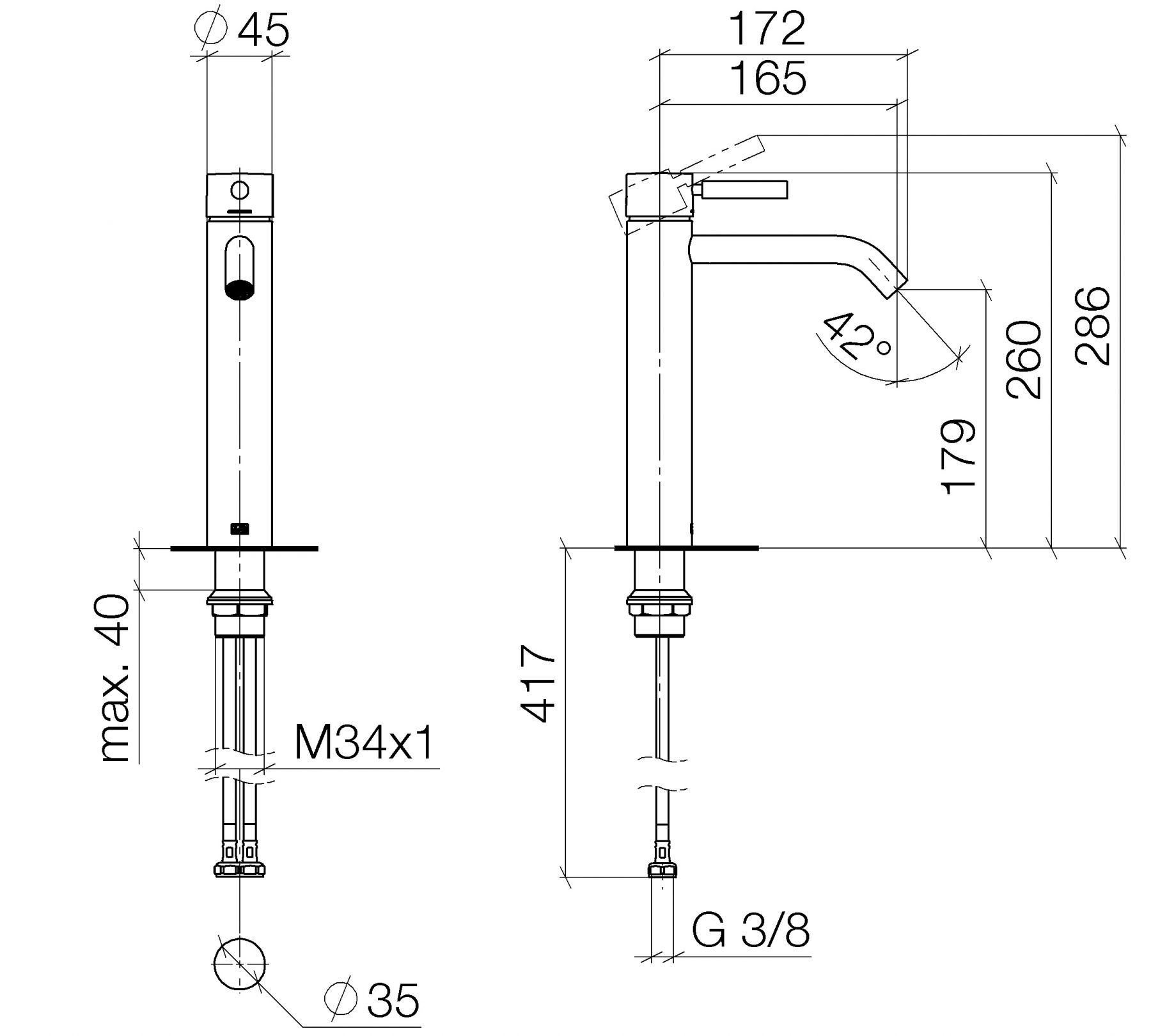 Dornbracht Meta смеситель для раковины 33539660 схема 1