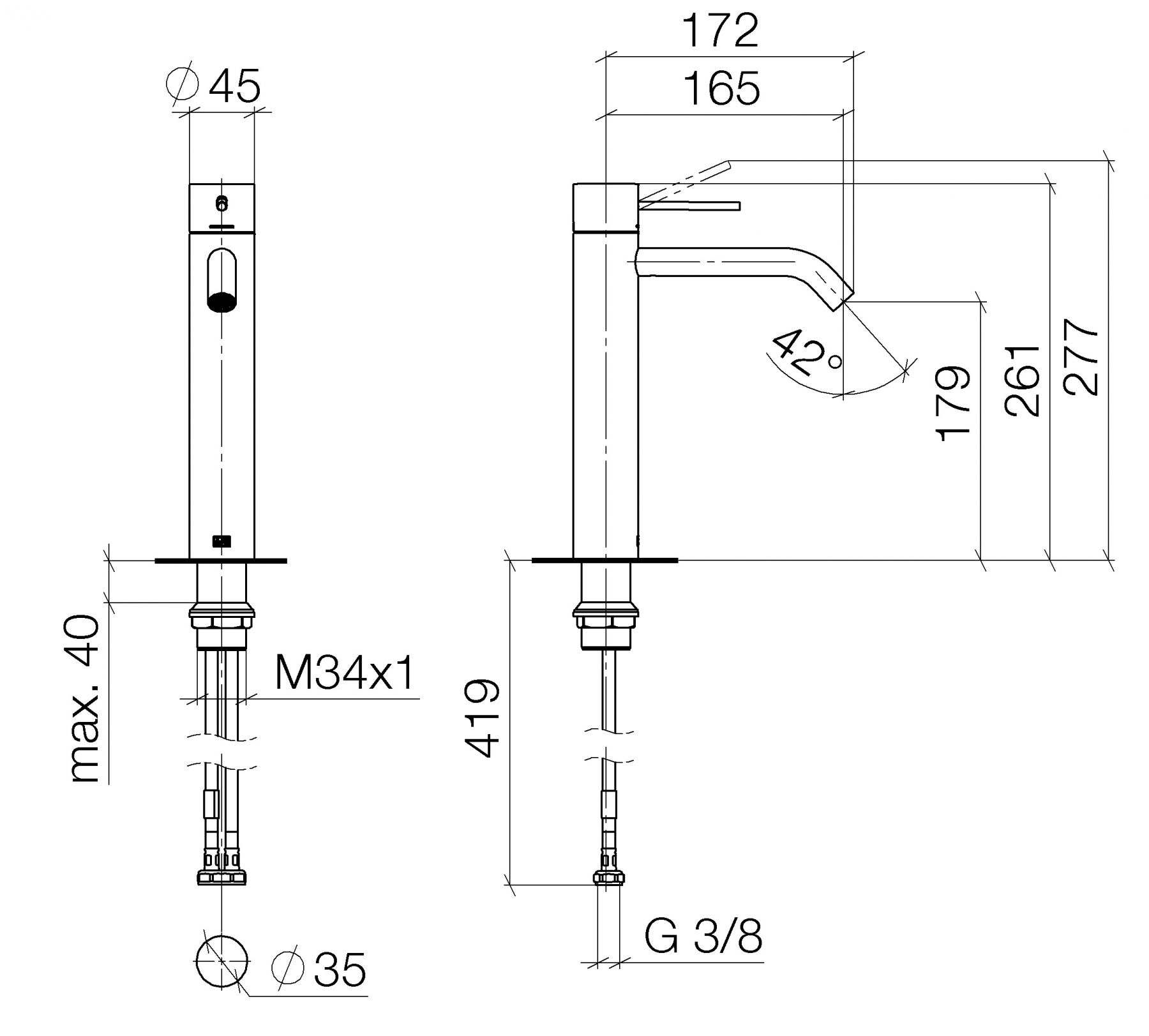 Dornbracht Meta смеситель для раковины 33539662 схема 1