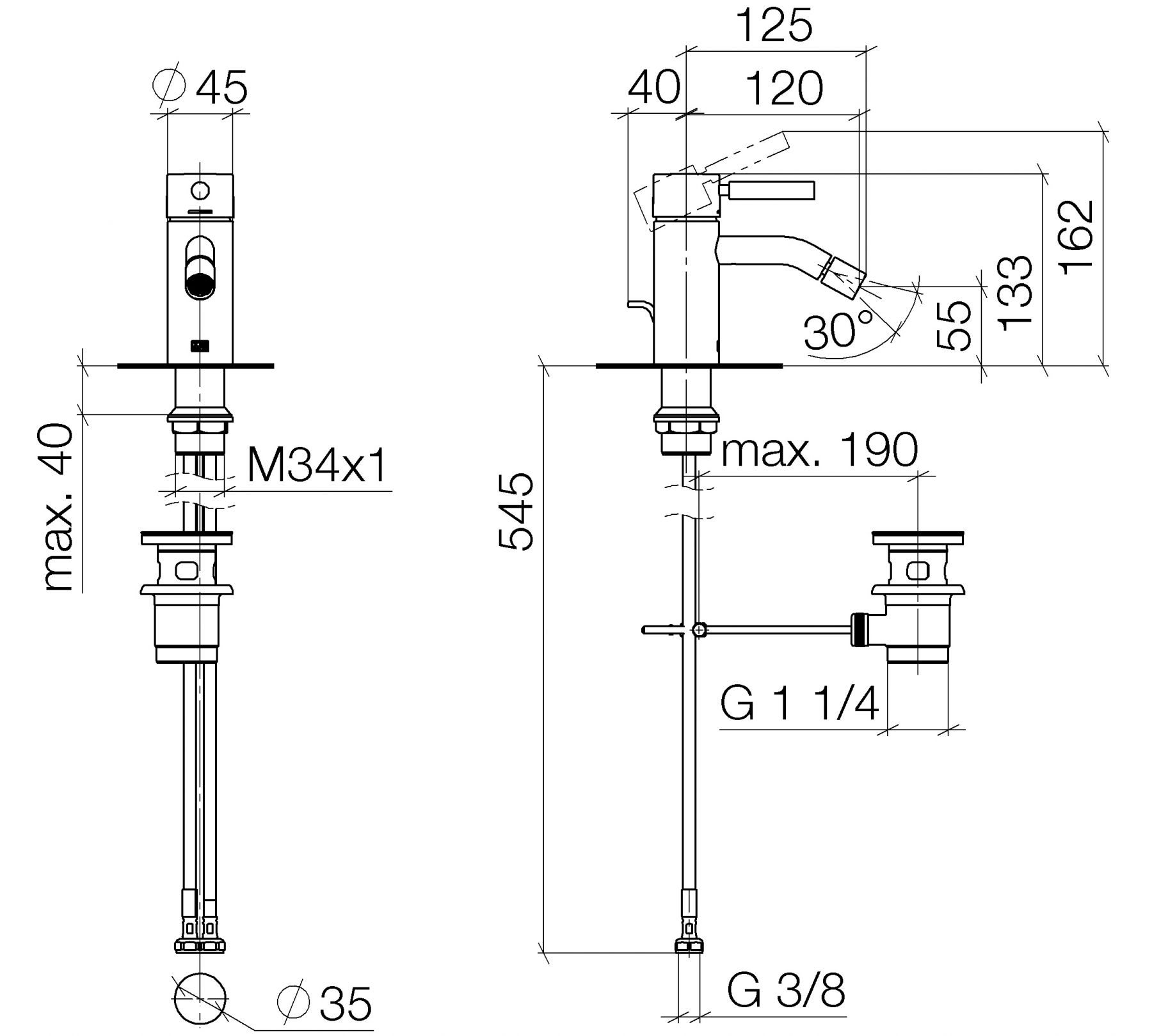 Смеситель для биде Dornbracht Meta 33600660 схема 2