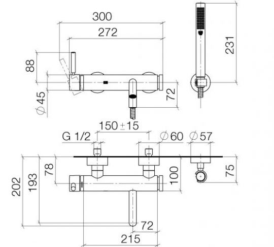 Смеситель для ванны и душа Dornbracht Meta 33233660 ФОТО