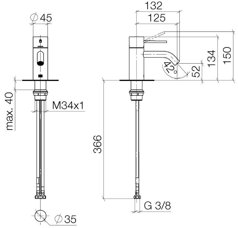 Dornbracht Meta смеситель для раковины 33526662 схема 1