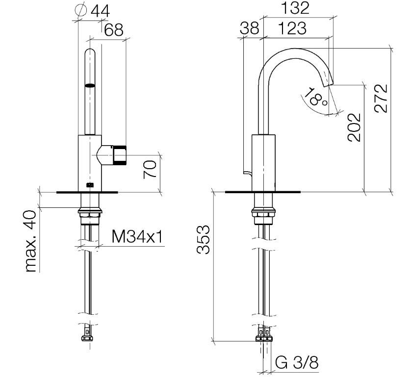 Dornbracht Meta смеситель для раковины 33525665 схема 1