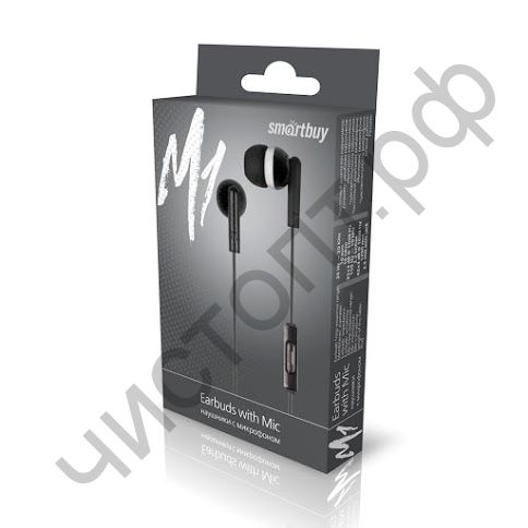 Гарнитура (науш.+микр.) для сотов. SmartBuy M1, черная, коробка (SBH-111K)
