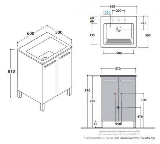 Globo Forty3 тумба под раковину FOM4Y 60 х 50 см схема 1