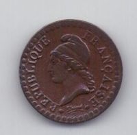 1 сантим 1797 года L"AN 6  AUNC Франция