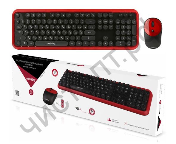 Набор (клав.+мышь) беспровод. Smartbuy 620382AG черно-красный (SBC-620382AG-RK)