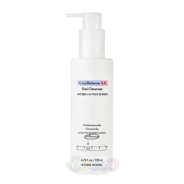 Etude House Очищающий слабокислотный гель для умывания Cica Balance 5.5 Gel Cleanser, 200 мл
