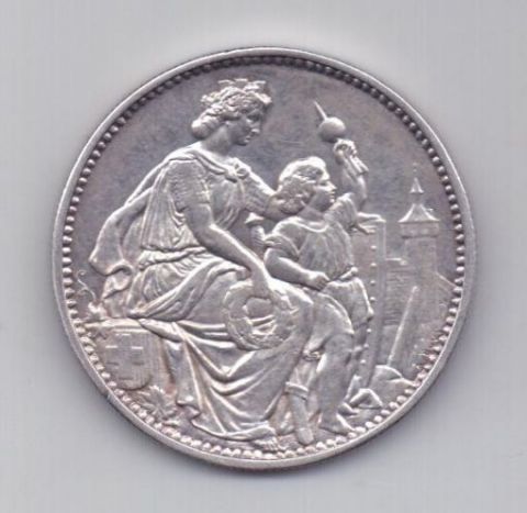 5 франков 1865 года AUNC Шаффхаузен Швейцария