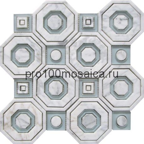 RAVENNA WATERJET Мозаика  мрамор и стекло 287*287*10 мм
