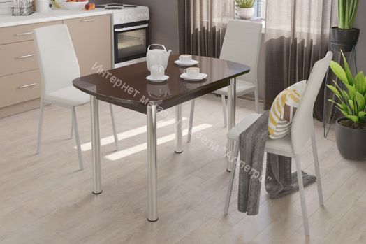 Стол овальный "Бостон" 900*600 мм Шоколад глянец/хром брифинг