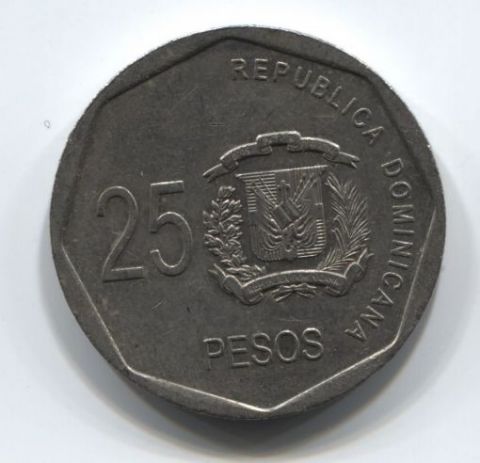 25 песо 2008 года Доминиканская Республика