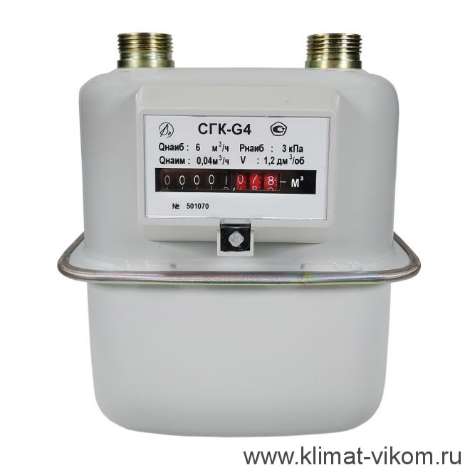 Счетчик газа бытовой МК G4Т правый V1.2 (м/о 110мм, резб. соед.. 32) Метэко