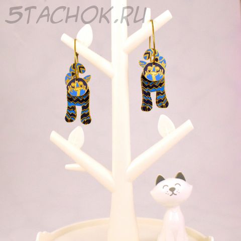 Серьги-кольца "Синий кот" (Berebi США)