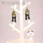 Серьги-кольца "Синий кот" (Berebi США)