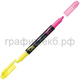 Маркер текст.Pentel Twin Checker двухцветный желтый-розовый SLW8-GP