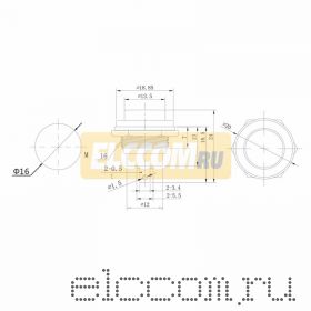 Выключатель-кнопка маталл 220V 2А (2с) (ON)-OFF ?16.2 зеленая (RWD-306)