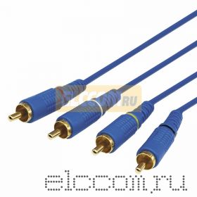 Шнур 4х4 RCA 2 м синий gold REXANT