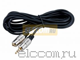 Шнур 3.5 Stereo Plug - 3.5 Stereo Jack 3М (GOLD) - металл REXANT