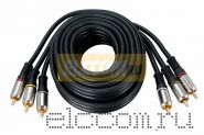 Шнур 3RCA Plug - 3RCA Plug 5М (GOLD) - металл REXANT