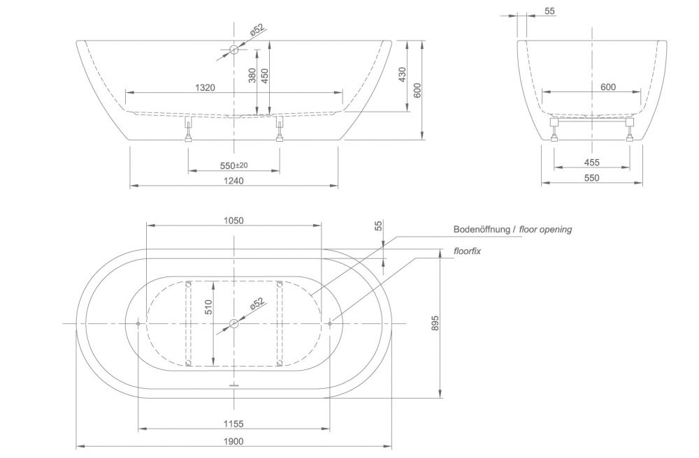 Акриловая ванна Knief Form 0100-087-06 190х90 схема 3