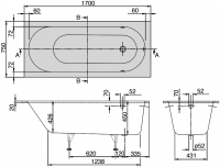 Ванна квариловая Villeroy&Boch Oberon 170х75 UBQ170OBE2V-RW схема 4