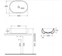 Раковина Azzurra Nuvola NULA06040000/(NUV200/AP6 bi) 60 x 40 схема 1