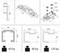 Комплект фурнитуры Krona Koblenz 0500-80 ABS на 1 дверь до 80 кг с доводчиком. схема