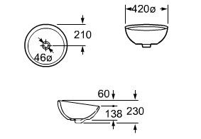 Раковина Roca Bol 7.3278.7.600.0 42x42 рукомойник схема 2