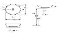 Раковина Villeroy&Boch Loop&Friends 5151 10R1 63x43 схема 6