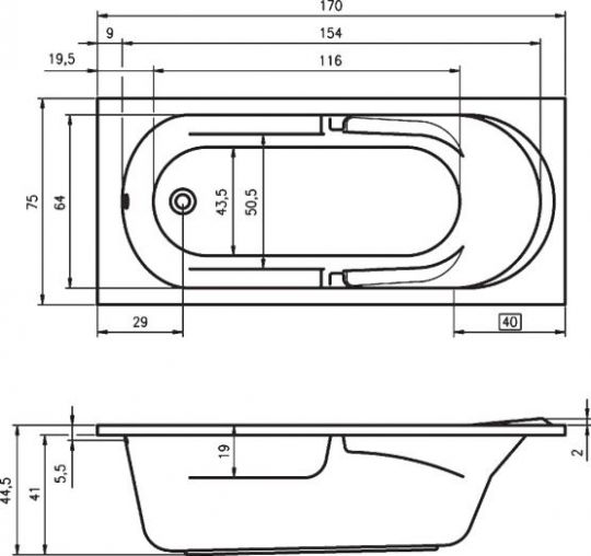 Riho ванна Future 170 х 75 см BC28 ФОТО