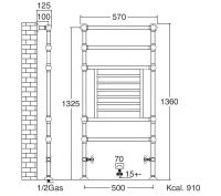 Напольный полотенцесушитель Sbordoni SBSPAV5/GR 57x136 схема 7