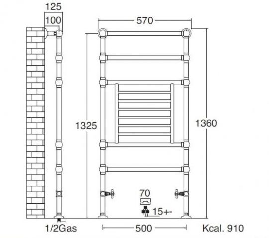 Напольный полотенцесушитель Sbordoni SBSPAV5/GR 57x136 схема 7