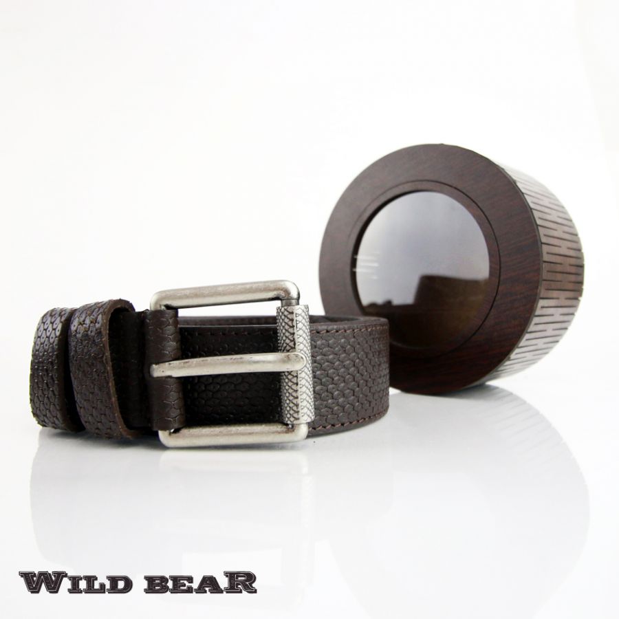 Ремень WILD BEAR RM-010f Brown Premium (в деревянном футляре)