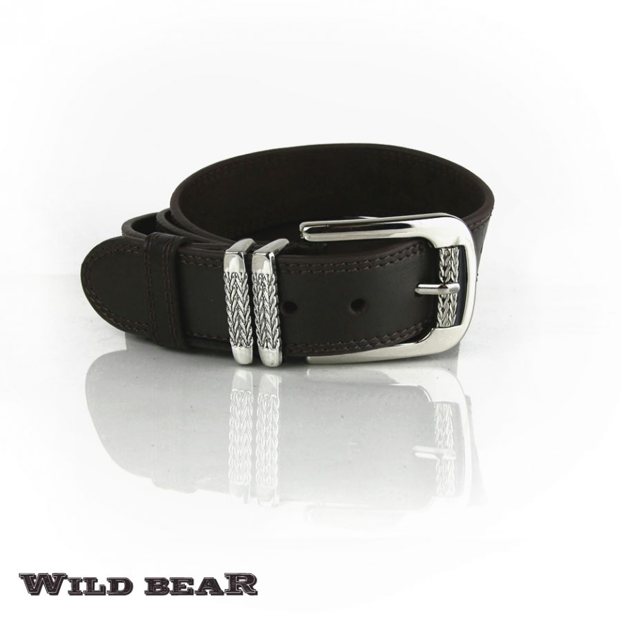 Ремень WILD BEAR RM-023f Brown Premium (в деревянном футляре)