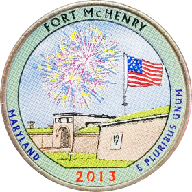 25 центов 2013 США Форт МакГенри (Fort McHenry), 19-й парк, цветной