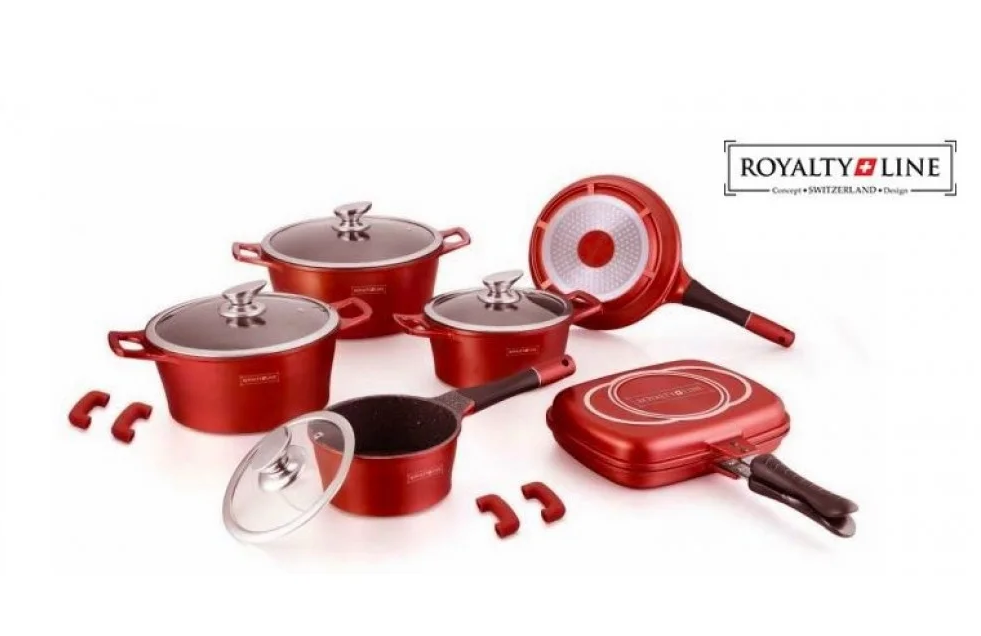 ​Набор кастрюль с мраморным покрытием Royalty Line RL-ES1015M Red