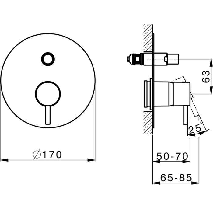 Смеситель для ванны и душа Cisal Less Minimal LN002100 ФОТО